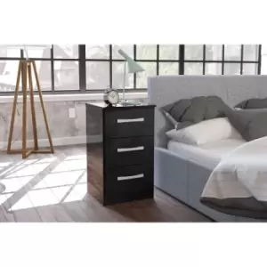 Birlea Lynx 3 Drawer Bedside Table Black