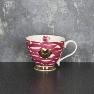 Lips Footed Mug Pink and Gold 9.7cm