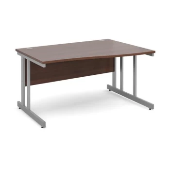 Office Desk Right Hand Wave Desk 1400mm Walnut Top With Silver Frame Momento