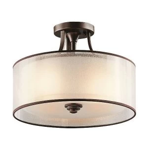 3 Light Small Semi Flush Mount Ceiling Light Mission Bronze, E27