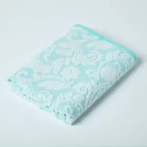 HOMESCAPES Damask Turkish Cotton 600 GSM Bath Towel, Aqua - Blue