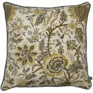 Prestigious Textiles Apsley Jacobean Floral Piped Edge Cushion Cover, Ochre, 55 x 55 Cm