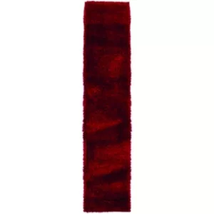 Modern Very Soft Velvet Shaggy Red Rug Deep Pile Home Carpet in 60x230cm (2'x7'7'') Runner