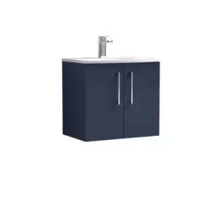 Nuie Arno 600mm Wall Hung 2 Door Vanity & Basin 4 Electric Blue