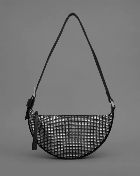 AllSaints Half Moon Pin Studded Adjustable Bag