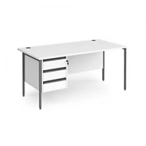 Dams International Straight Desk with White MFC Top and Graphite H-Frame Legs and 3 Lockable Drawer Pedestal Contract 25 1600 x 800 x 725mm