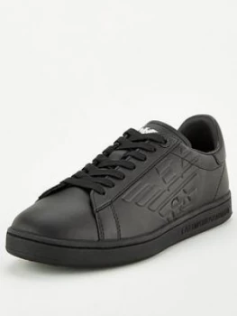 Emporio Armani EA7 Classic Court Leather Trainers Black Size 7 Men