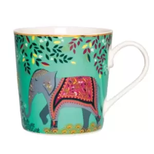 Sara Miller London Portmeirion India Mug- Elephant - Green