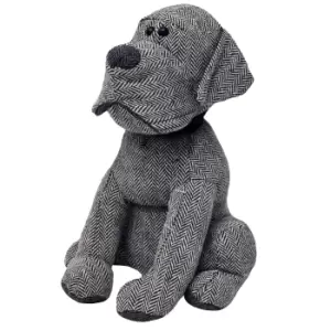 Herringbone Dog Novelty Door Stop Grey