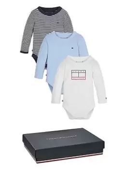 Tommy Hilfiger Baby 3 Pack Gift Boxed Bodies - Chambray Sky/Multi, Chambray Sky, Size 6-9 Months