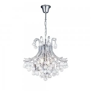 Ceiling Pendant Round 4 Light Polished Chrome, Crystal