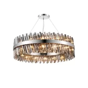 Lysander 32 Light G9, Ceiling Pendant Round, Polished Nickel, Smoke Item Weight: 29.51kg