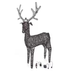 The Winter Workshop Tri Flora - 150Cm Outdoor PVC Rattan Brown Christmas Reindeer Figure - Battery Operated