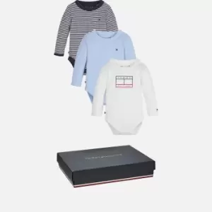 Tommy Hilfiger Babys' 3 Pack Bodies - Chambray Sky - 3 Months