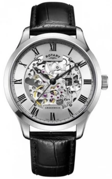 Rotary Mens Skeleton Automatic Leather GS02940/06 Watch