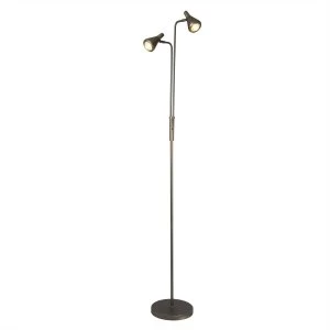 2 Light Floor Lamp Matt Antique Silver, GU10