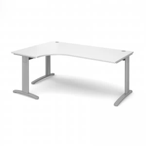 TR10 Deluxe Left Hand Ergonomic Desk 1800mm - Silver Frame White Top