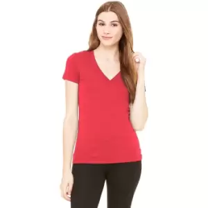 Bella Ladies/Womens Triblend Crew Neck T-Shirt (L) (Red Triblend)