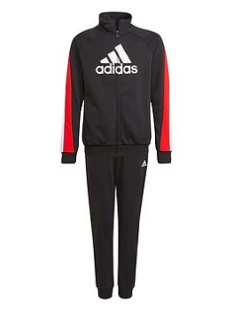 adidas Junior Boys Badge Of Sport Cotton Tracksuit - Red/White, Size 11-12 Years