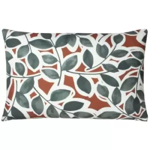 Paoletti Willow Botanical Cushion Cover (One Size) (Brick Red/White/Green) - Brick Red/White/Green