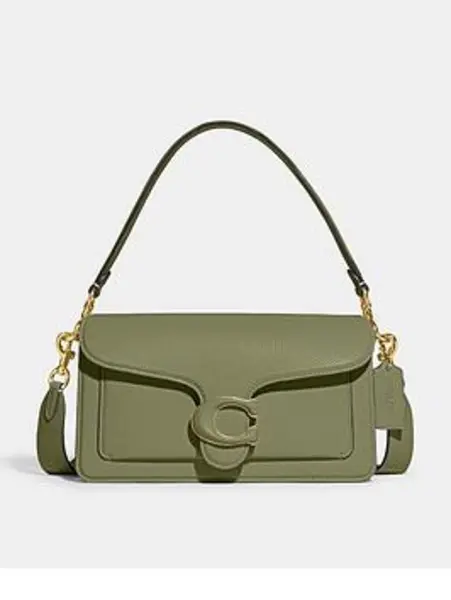 Coach Tabby Polished Pebble Leather Covered C Shoulder Bag - Green