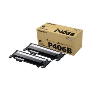 Samsung CLT P406B Black Standard Yield Toner Cartridges Pack of 2 SU