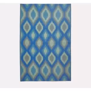 Homescapes - Amber Ikat Green & Blue Outdoor Rug, 180 x 270cm - Blue & Green