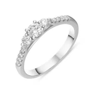 Platinum Diamond Three Stone Oval Cut Ring