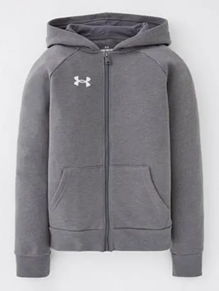 Under Armour Boys Rival Fleece Full Zip Hoodie, Grey, Size XL=13-15 Years