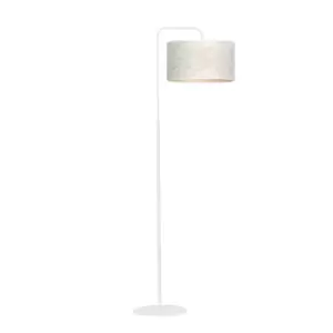 Emibig Broddi White Floor Lamp with Shade with White Fabric Shades, 1x E27