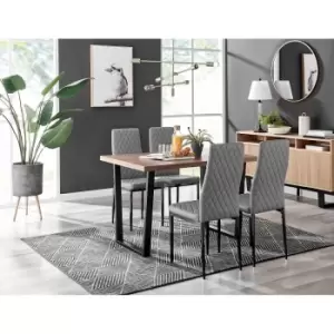 Furniture Box Kylo Brown Wood Effect Dining Table and 4 Grey Milan Black Leg Chairs