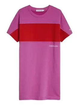 Calvin Klein Jeans Girls Colour Block Dress - Pink, Size 12 Years, Women