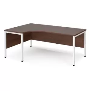 Office Desk Left Hand Corner Desk 1800mm Walnut Top With White Frame 1200mm Depth Maestro 25 MB18ELWHW