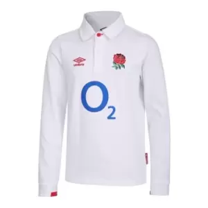 Umbro England Home Classic Long Sleeve Rugby Shirt 2020 2021 Junior - White