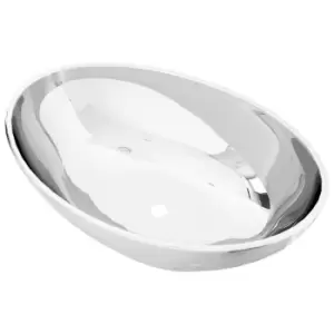 VidaXL Ceramic Oval Wash Basin - Silver