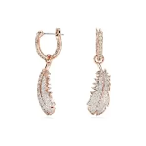 Nice White Rose Gold-tone Plated Feather Hoop Earrings 5663486