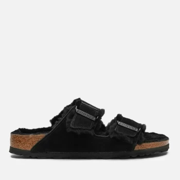 Birkenstock Womens Arizona Slim Fit Slim Fit Shearling Double Strap Sandals - Black - UK 4.5