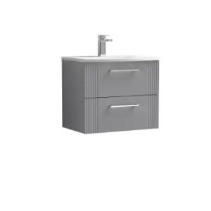 Nuie Deco 600mm Wall Hung 2 Drawer Vanity & Basin 4 - Satin Grey