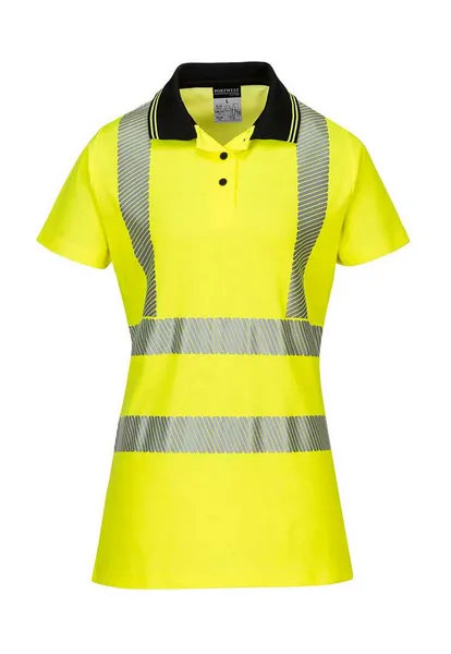 Portwest Hi Vis Womens Cotton Comfort Pro Polo Short Sleeve Shirt LW72YBRL Colour: Yellow / Black