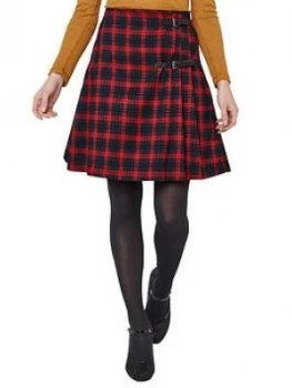 Joe Browns Funky Punk Check Skirt - Red Black, Size 8, Women