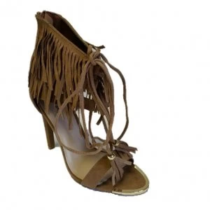 Qupid Interest fringe sandal White