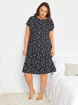 Yours Spring Daisy Button Shoulder Nightdress - Navy, Blue, Size 26-28, Women