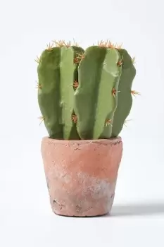 Small Artificial Cactus in Terracotta Pot, 17cm Tall