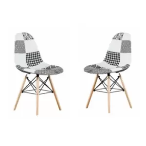 Chrono Patchwork Eiffel Dining Chair - Set of 2 - Multicoloured - Multi