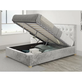 Presley Ottoman Upholstered Bed, Mirazzi Velvet, Silver - Ottoman Bed Size King (150x200)