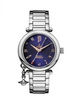 Vivienne Westwood Vivienne Westwood Blue And Rose Gold Heart Detail Charm Dial Stainless Steel Bracelet Ladies Watch