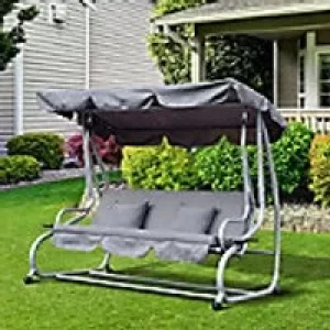 OutSunny3 Seater Swing Bench and 2 Pillows Grey