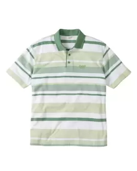 Cotton Traders Short Sleeve Tonal Stripe Polo Shirt in Green