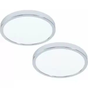 2 pack Wall Flush Ceiling Light Colour Chrome Shade Round White Plastic LED 20W