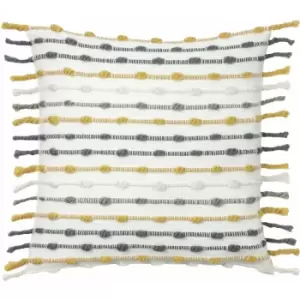 Furn Dhadit Stripe Cushion Cover (45cm x 45cm) (Ochre Yellow/Natural) - Ochre Yellow/Natural